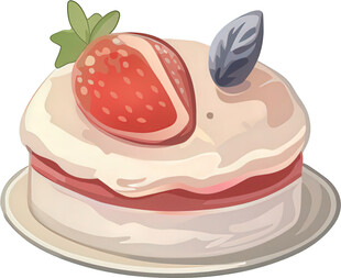 草莓奶油蛋糕插画
