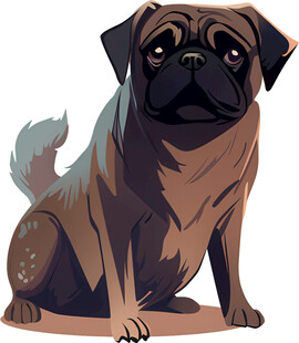 坐着的可爱巴哥犬