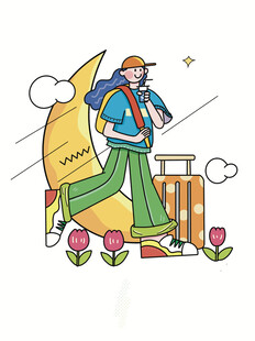 女子户外徒步开启旅行