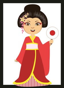 穿和服的可爱日本女孩
