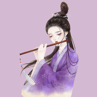 紫衣女子优雅吹笛