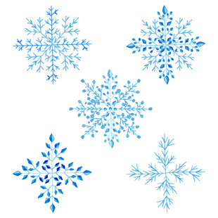 蓝色精美雪花图案集合