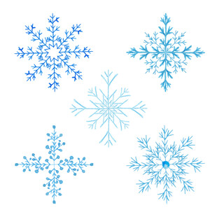 蓝色精美雪花图案集合
