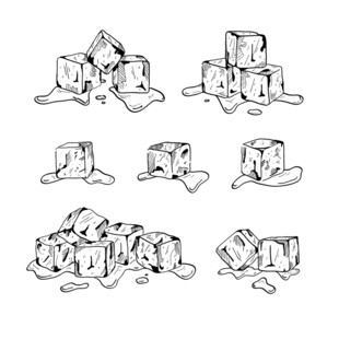 手绘冰块堆叠插画