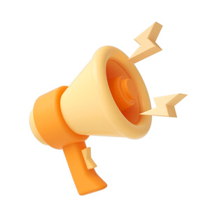 橙色扩音器带闪电特效