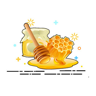 甜蜜蜂蜜插画