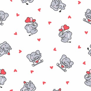 可爱小象爱心图案背景图