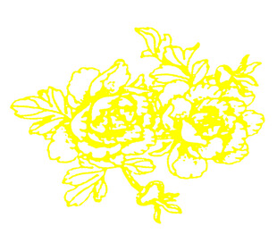 黄色花卉图案线条设计