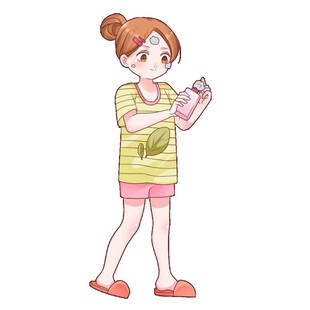 护肤卡通人物手绘元素