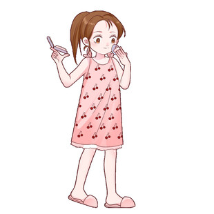 护肤卡通人物手绘元素