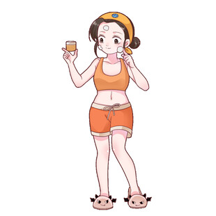 护肤卡通手绘人物元素
