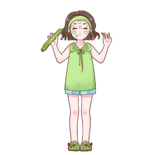 护肤卡通手绘人物元素
