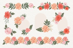 手绘花卉装饰图案素材