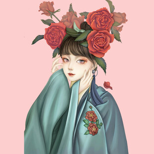 古风美人簪花图