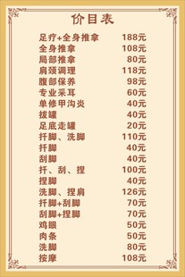 推拿理疗价目海报