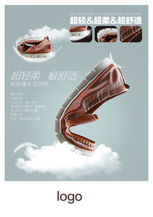 时尚皮鞋细节展示海报