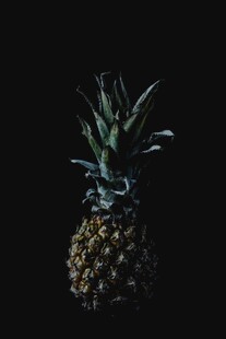 黑色背景下的新鲜菠萝