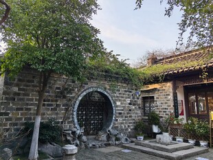 中式庭院石拱门景观