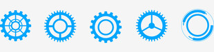 蓝色齿轮与时钟图标集合