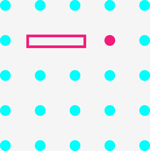 蓝底波点配粉色矩形图案