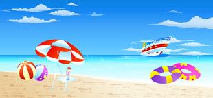 夏日海滩休闲场景