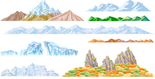多样风格山峰矢量插画