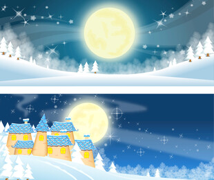 冬日月夜下的梦幻雪景城堡