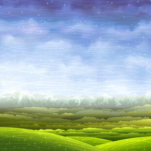 梦幻绿野星空美景