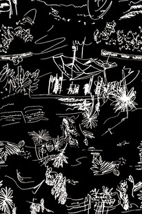 黑白手绘风奇幻场景画面