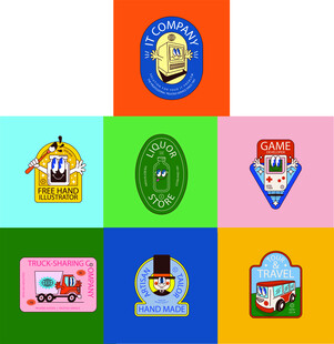 趣味卡通形象贴纸LOGO标志