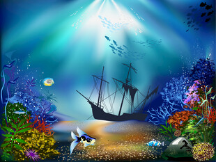 海底沉船景观奇幻世界