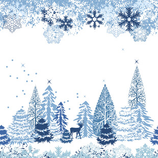 冬日雪景中的梦幻蓝调森林