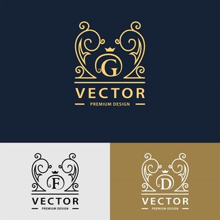 金色字母G华丽矢量标志