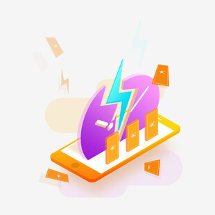 手机上的闪电与图表元素