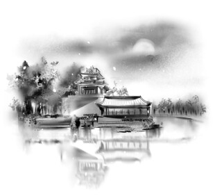 水墨江南水乡景致