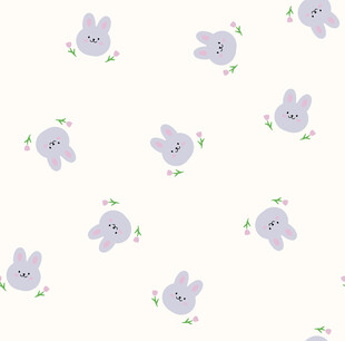 可爱紫色兔子 数码印花