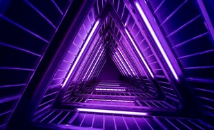紫色霓虹三角科幻隧道