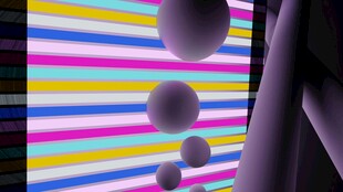 彩色条纹背景下的球体