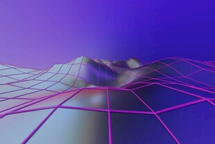 紫色网格下的立体地形
