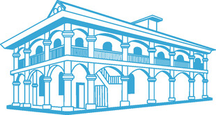 复古两层建筑线稿图