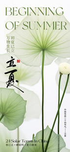 中国传统24节气立夏手机海报