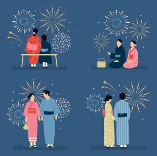 日式传统场景中的人物活动