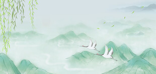 春日水墨山水背景