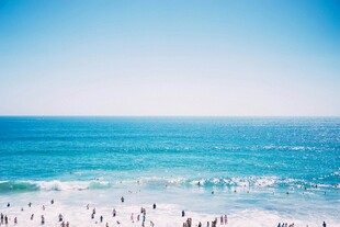 热闹的海滨沙滩场景