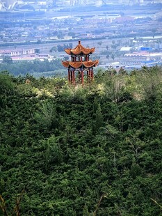 山顶古亭俯瞰城市风光