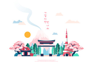 中式风景建筑插画
