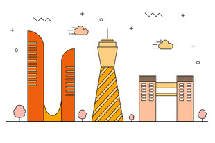 城市地标建筑插画