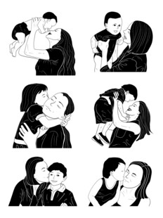 情侣亲密互动插画
