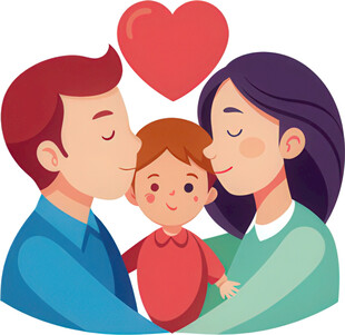 温馨一家三口的亲密瞬间