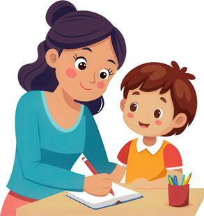 妈妈辅导孩子写作业